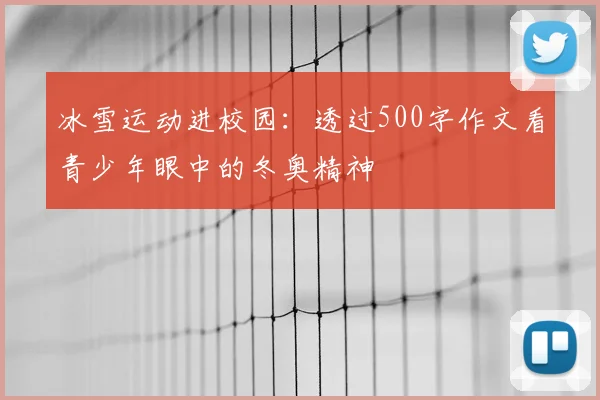 冰雪运动进校园：透过500字作文看青少年眼中的冬奥精神